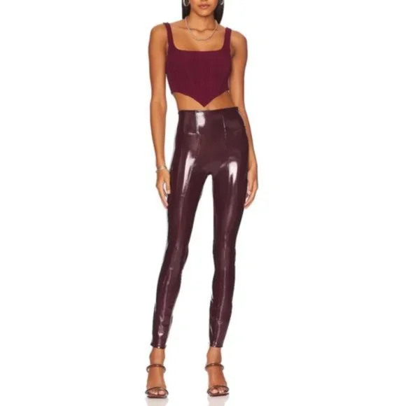 Spanx Faux Patent Leather Leggings in Color Ruby